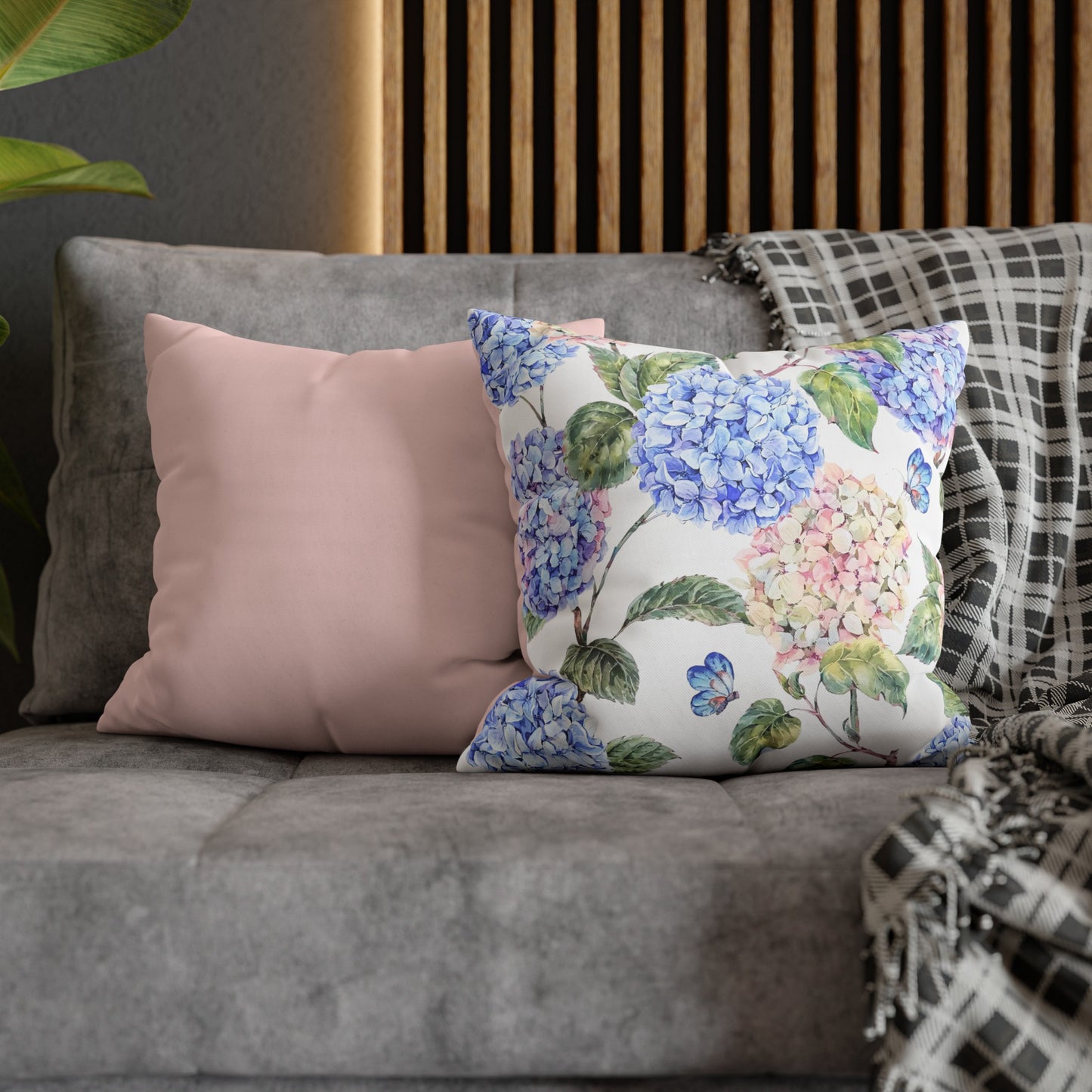 Pink & Blue Hydrangea #2 Cushion Cover