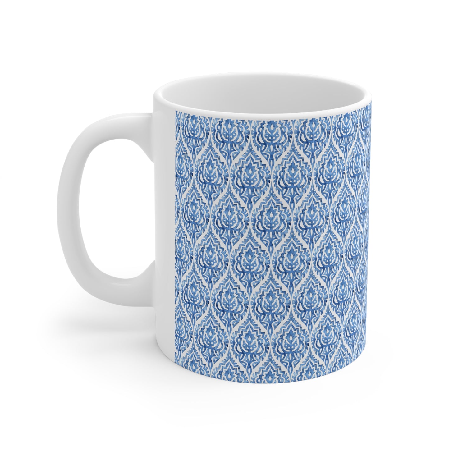 Blue Pattern Print Ceramic Mug, 11oz