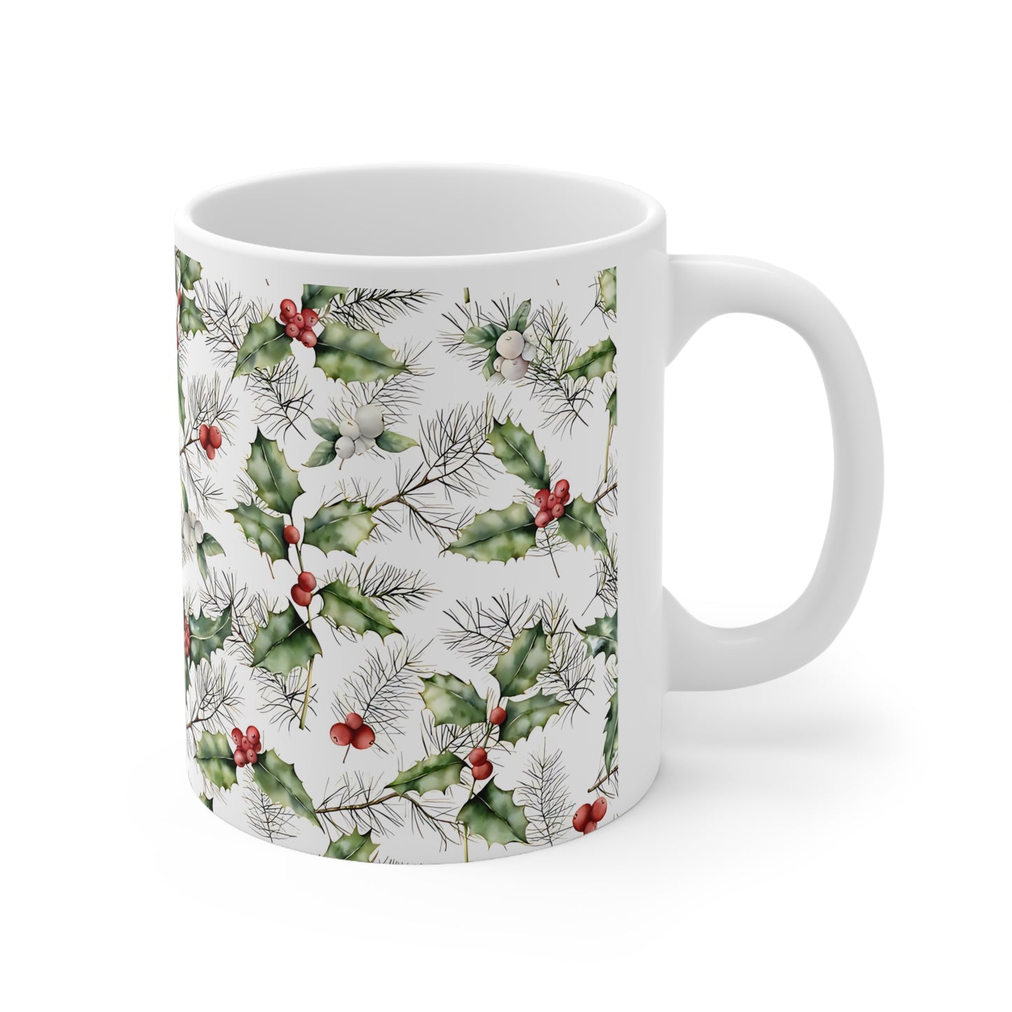 Christmas Holly Ceramic Mug, 11oz
