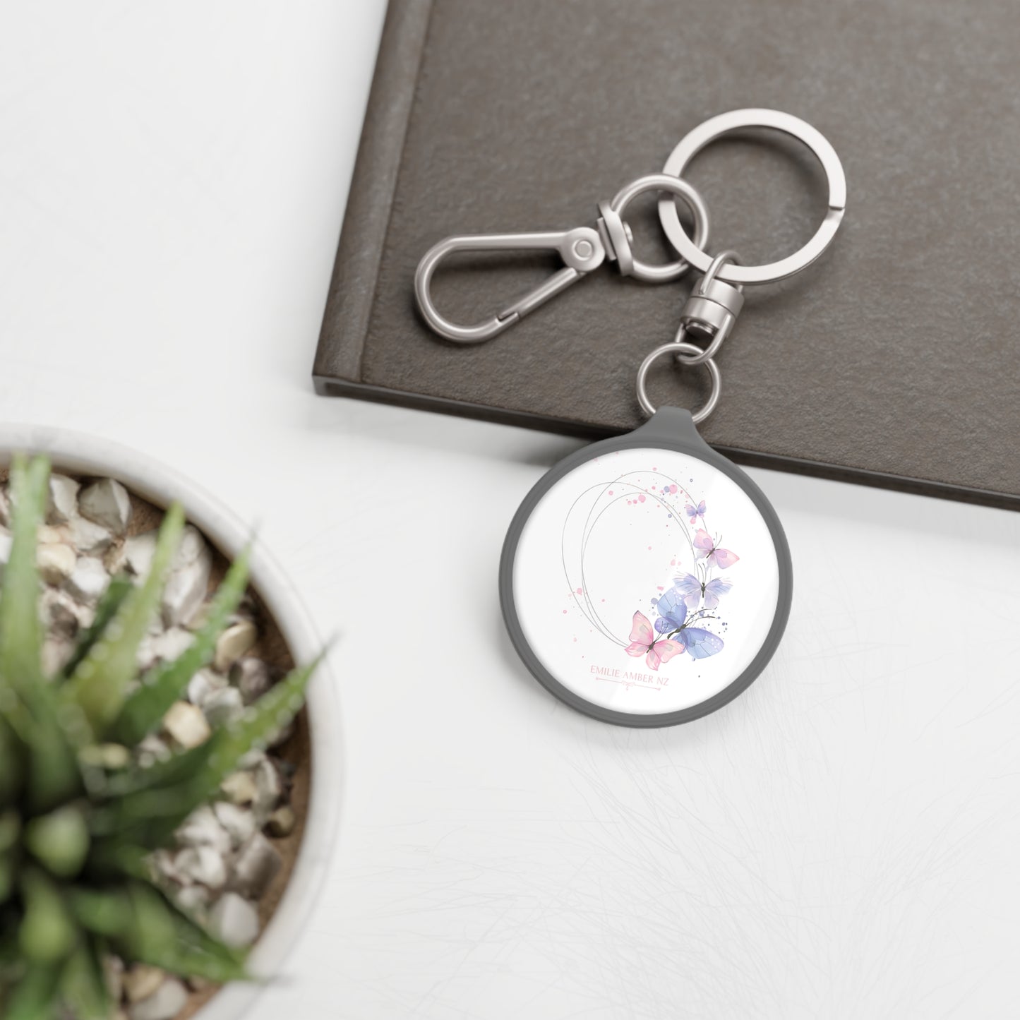 Pink & Purple Butterfly Keyring Tag