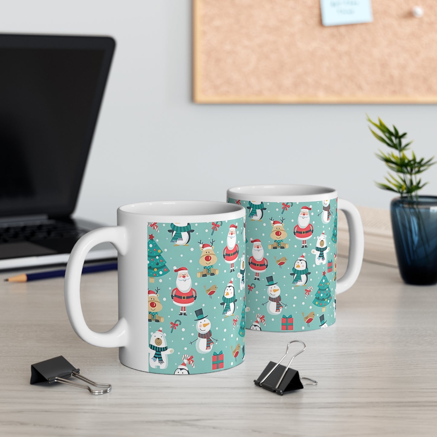 Festive Cartoon - Christmas - Ceramic Mug, 11oz
