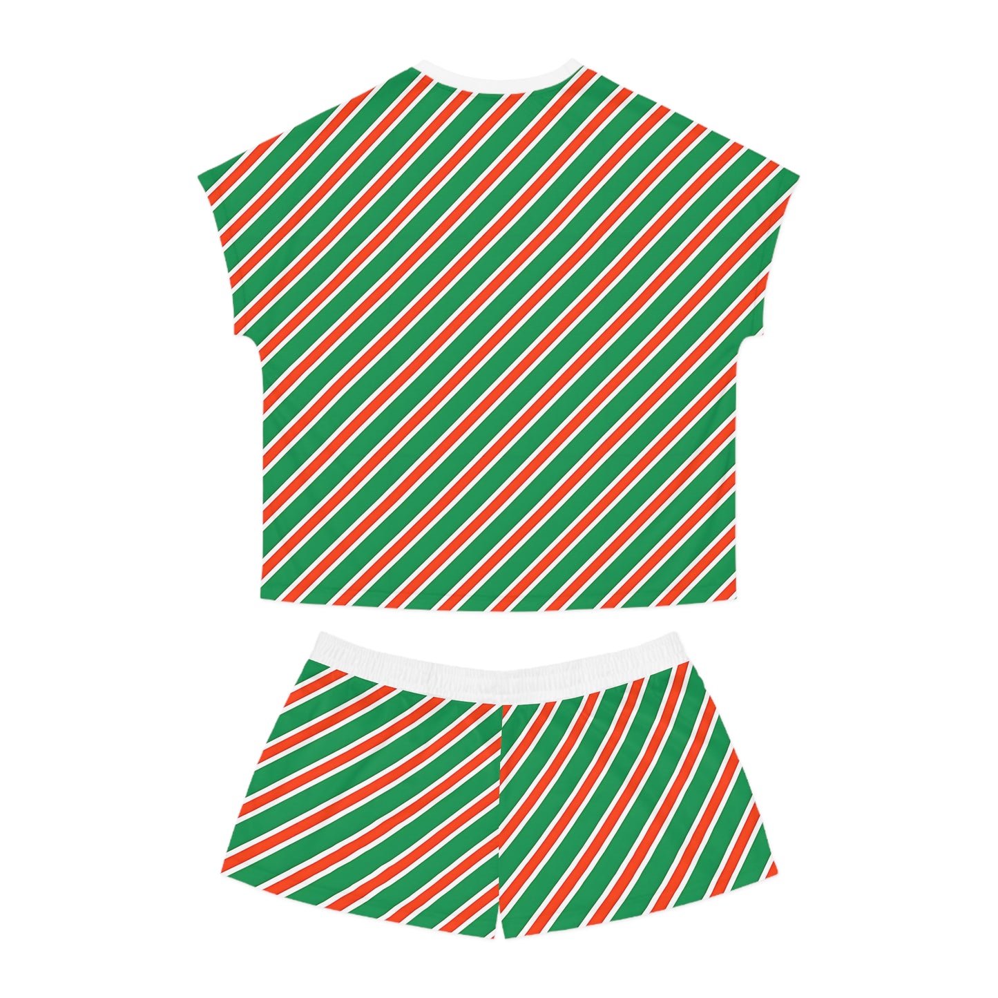 Festive Women’s Short Pajama Set - Holiday Stripes for Cozy Nights