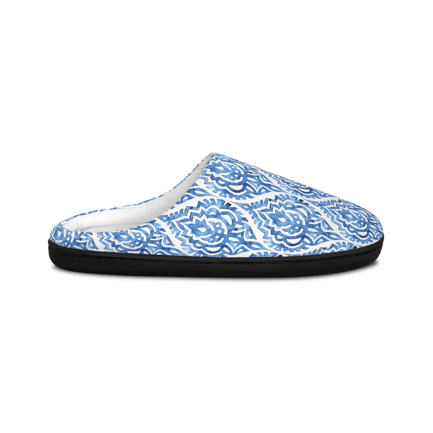 Blue Pattern Print Women's Indoor Slippers