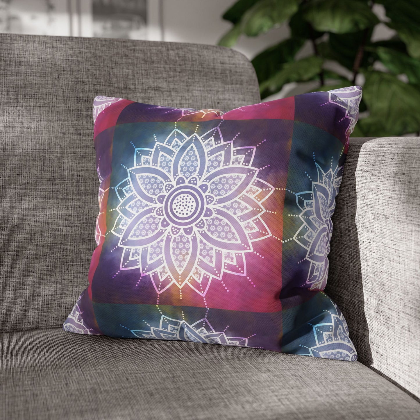 Rainbow Mandala Cushion Cover