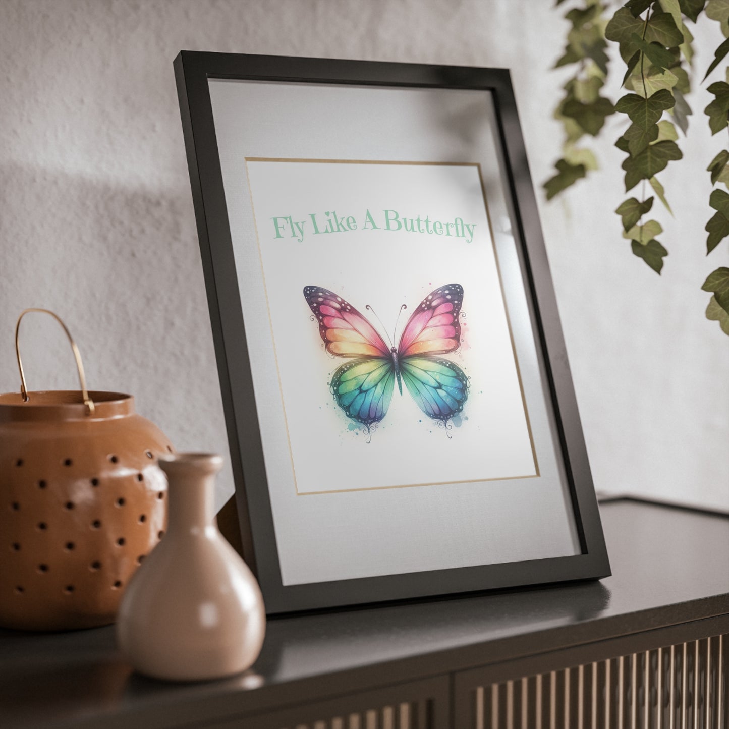 Fly Like A Butterfly - Teal Print with Frame
