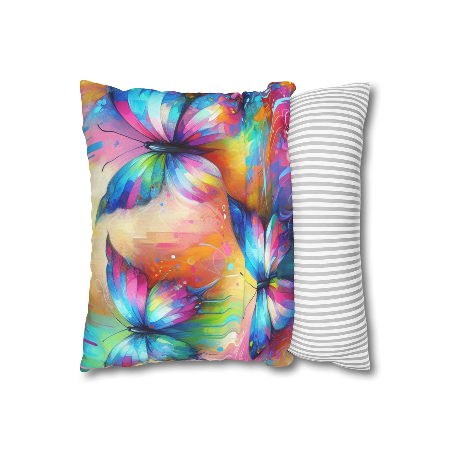 Psychedelic Rainbow Butterflies #2 Cushion Cover