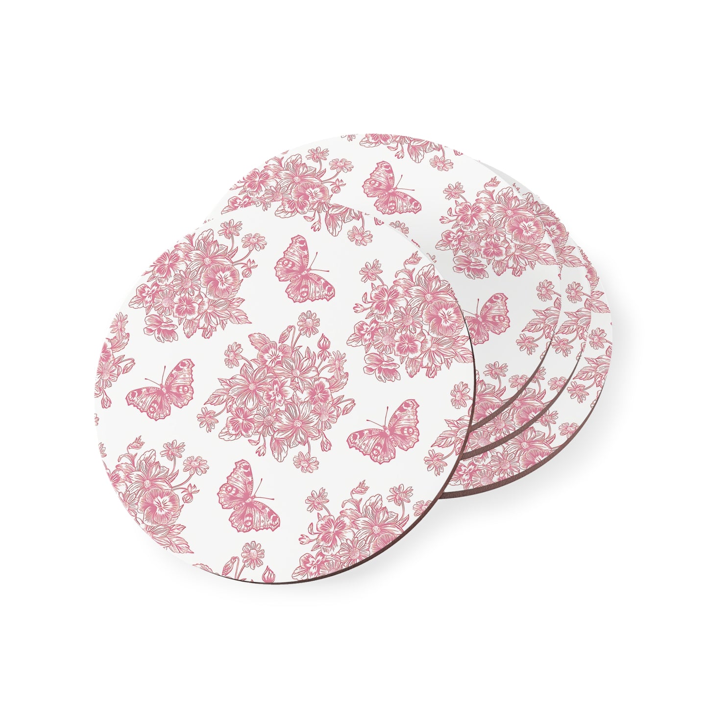 Pink & White Butterfly Coasters