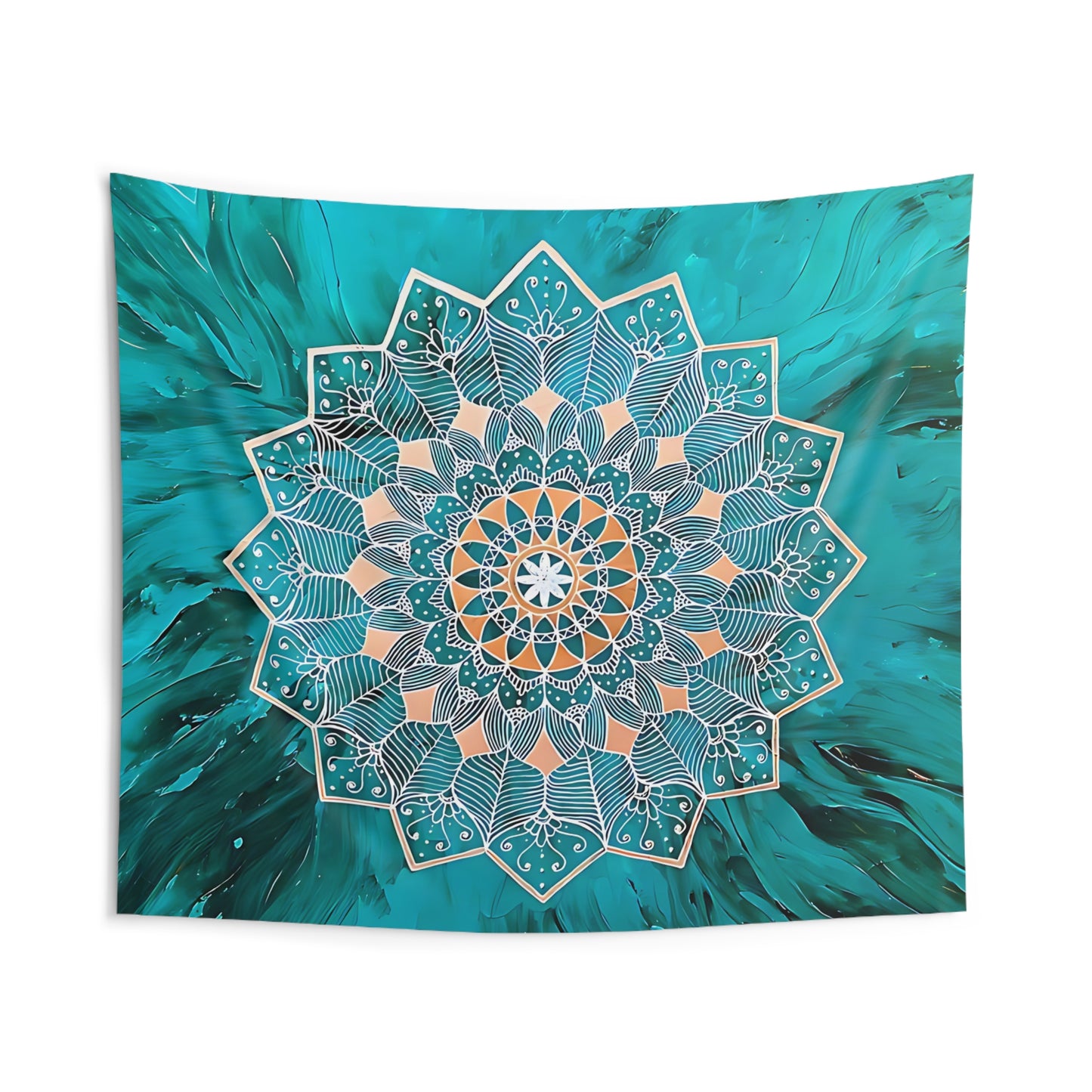 Teal Mandala Indoor Wall Tapestries