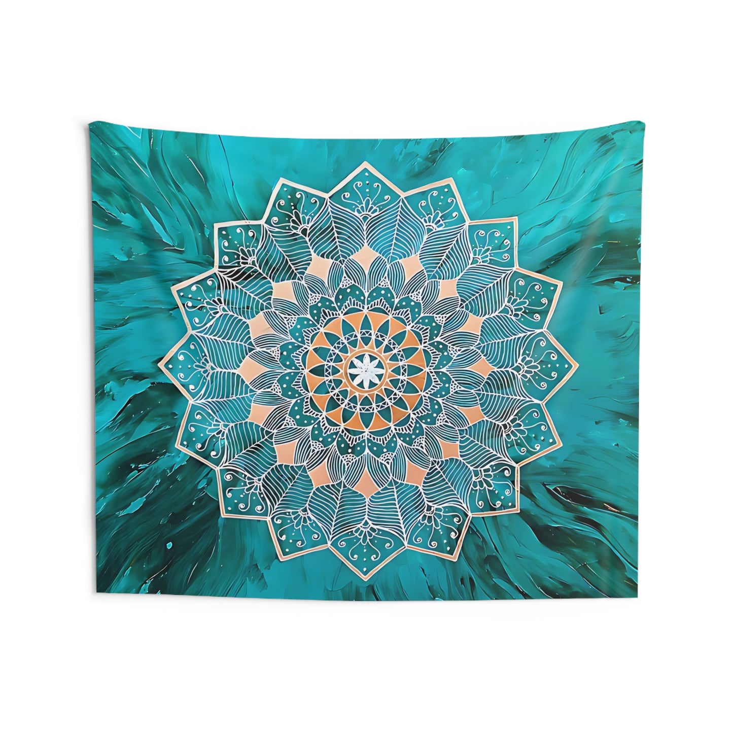 Teal Mandala Indoor Wall Tapestries