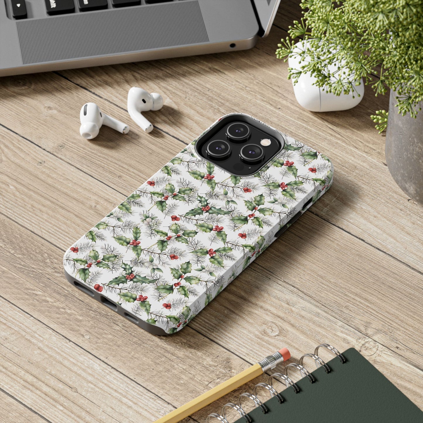 Christmas Mistletoe and Holly Phone Case