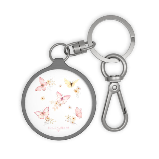 Pink & Yellow Butterfly Keyring Tag