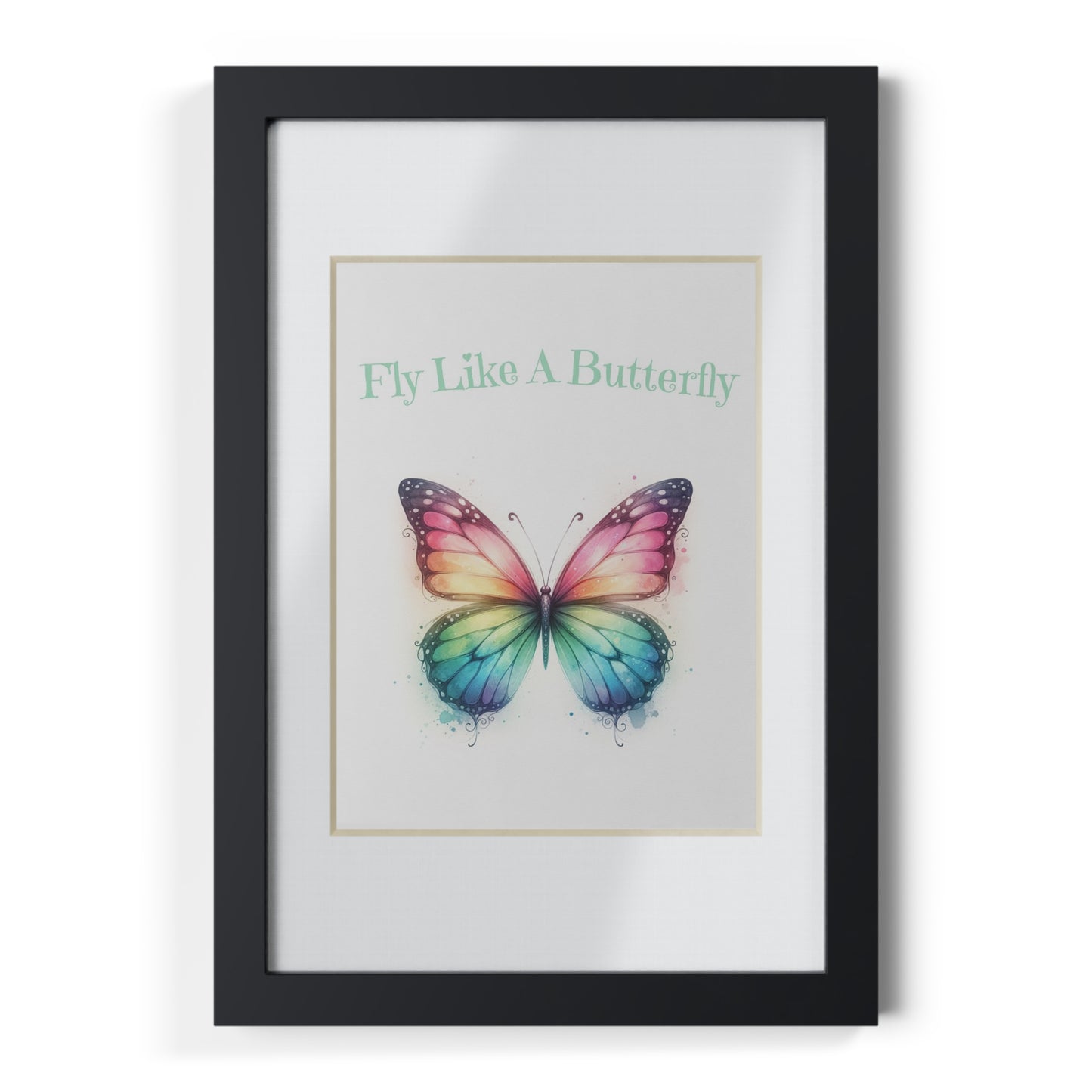 Fly Like A Butterfly - Teal Print with Frame