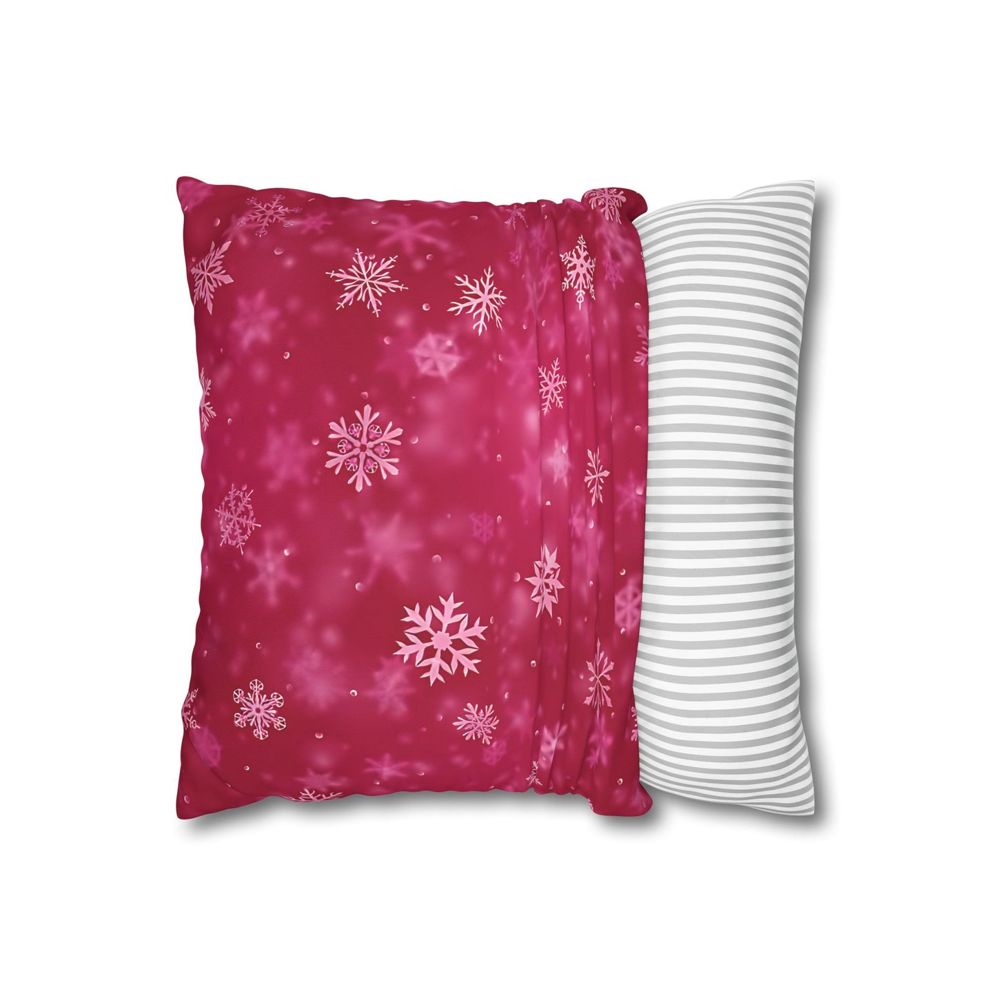 Pink Snowflake Cushion Cover