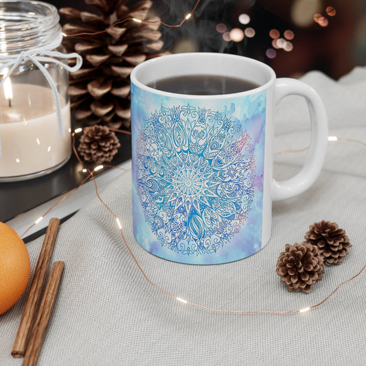 Pastel Mandala Ceramic Mug, 11oz