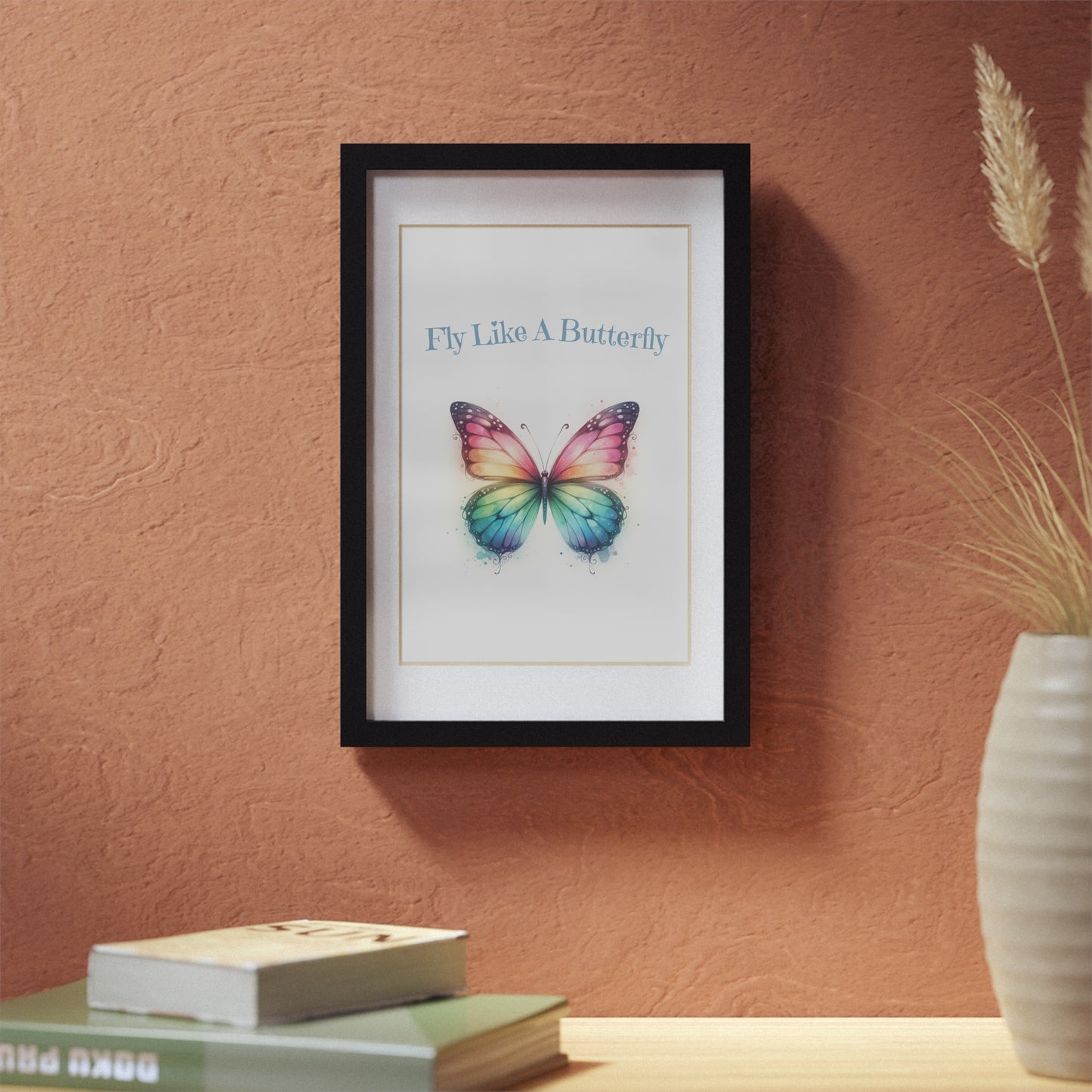 Fly Like A Butterfly - Blue Print with Frame