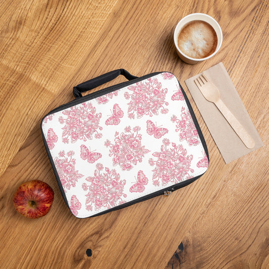 Pink & White Butterfly Lunch Bag