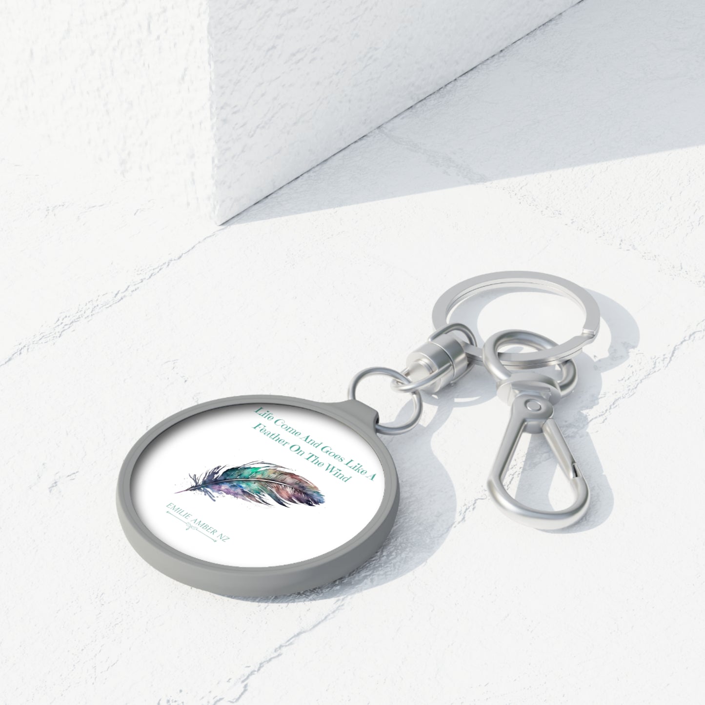 Feather On The Wind Keyring Tag