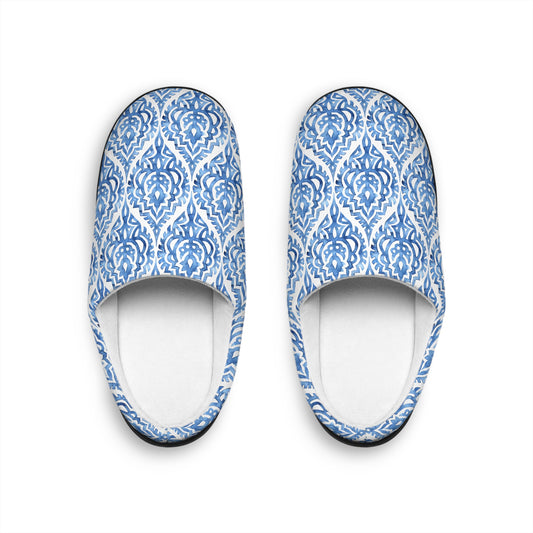 Blue Pattern Print Women's Indoor Slippers