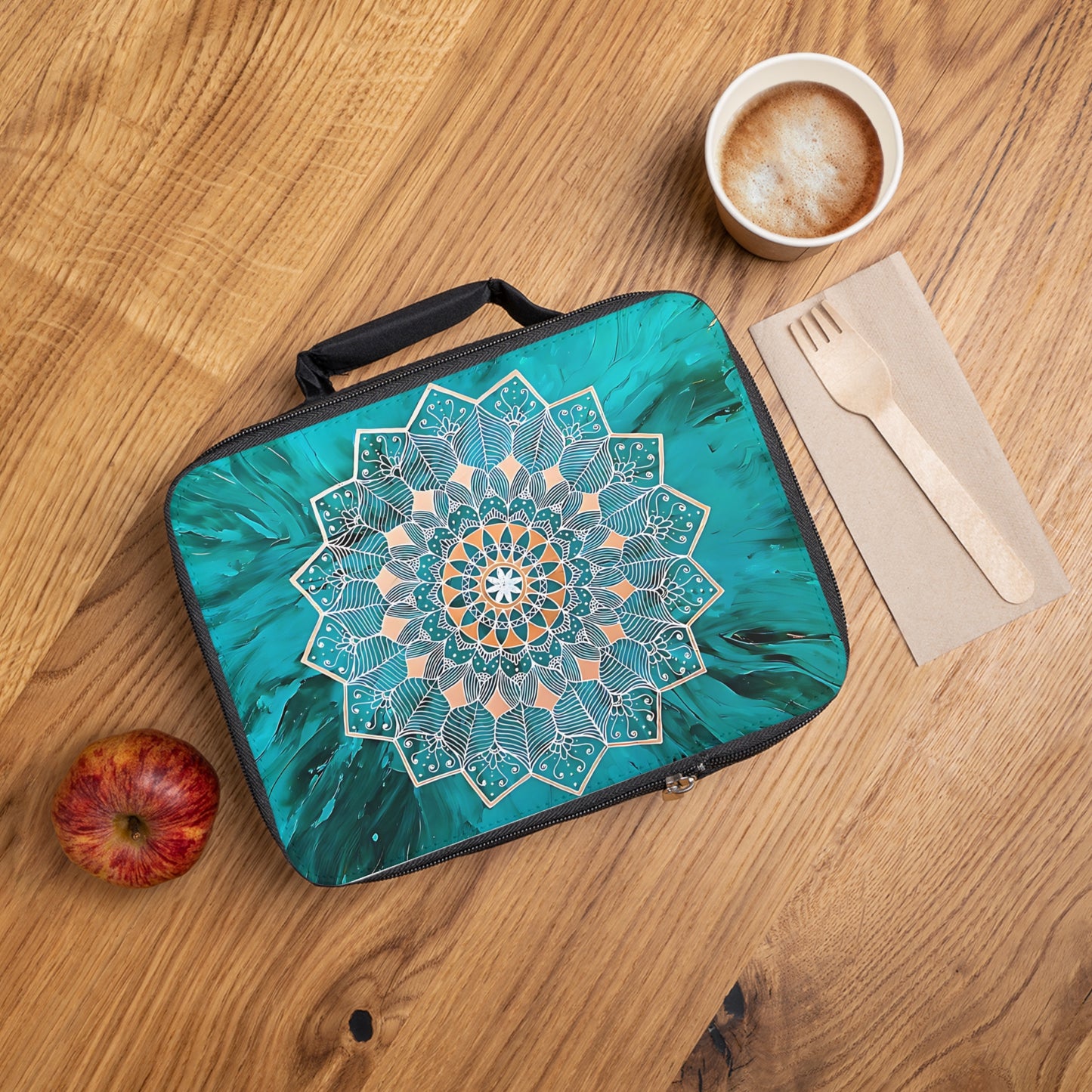 Teal Mandala Lunch Bag