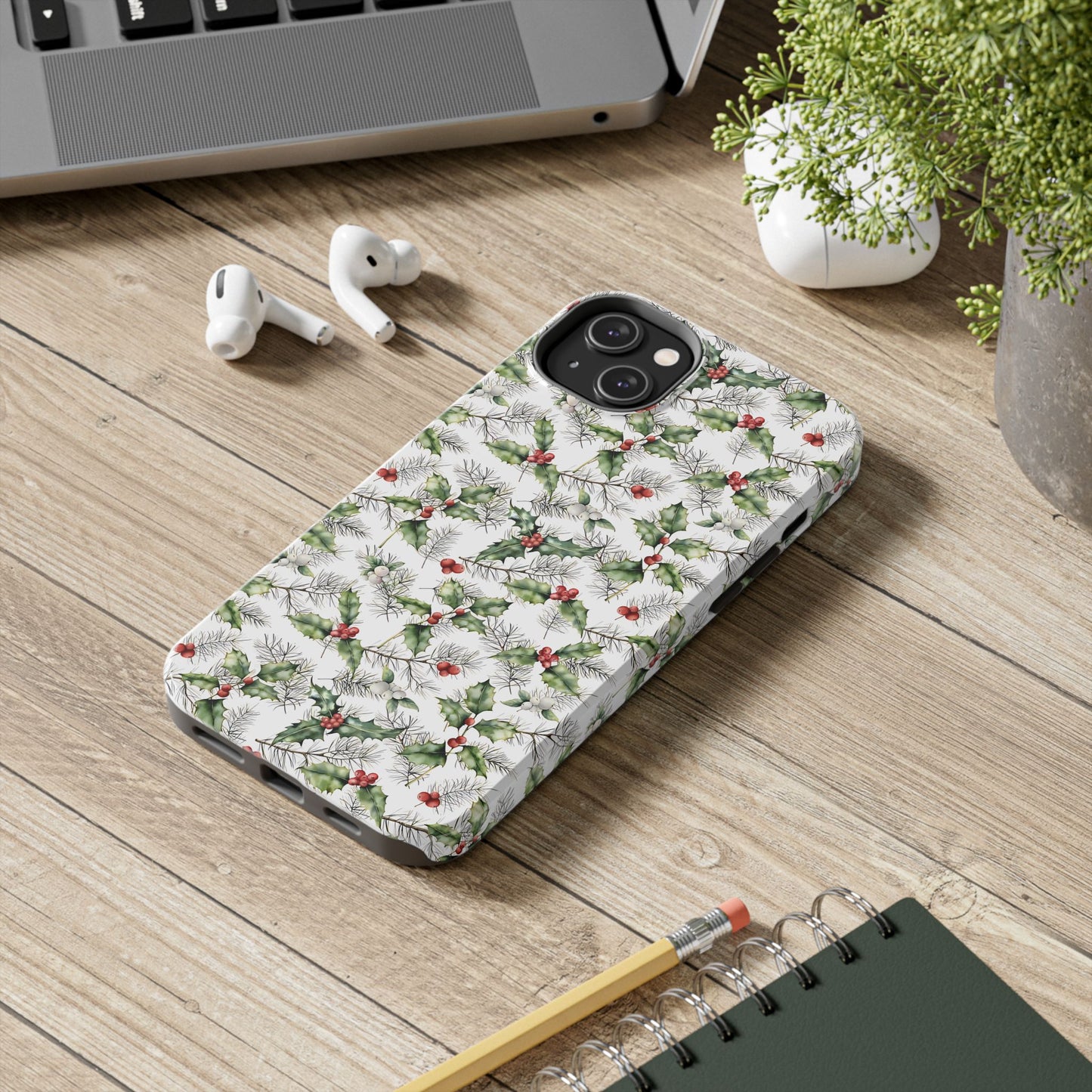 Christmas Mistletoe and Holly Phone Case