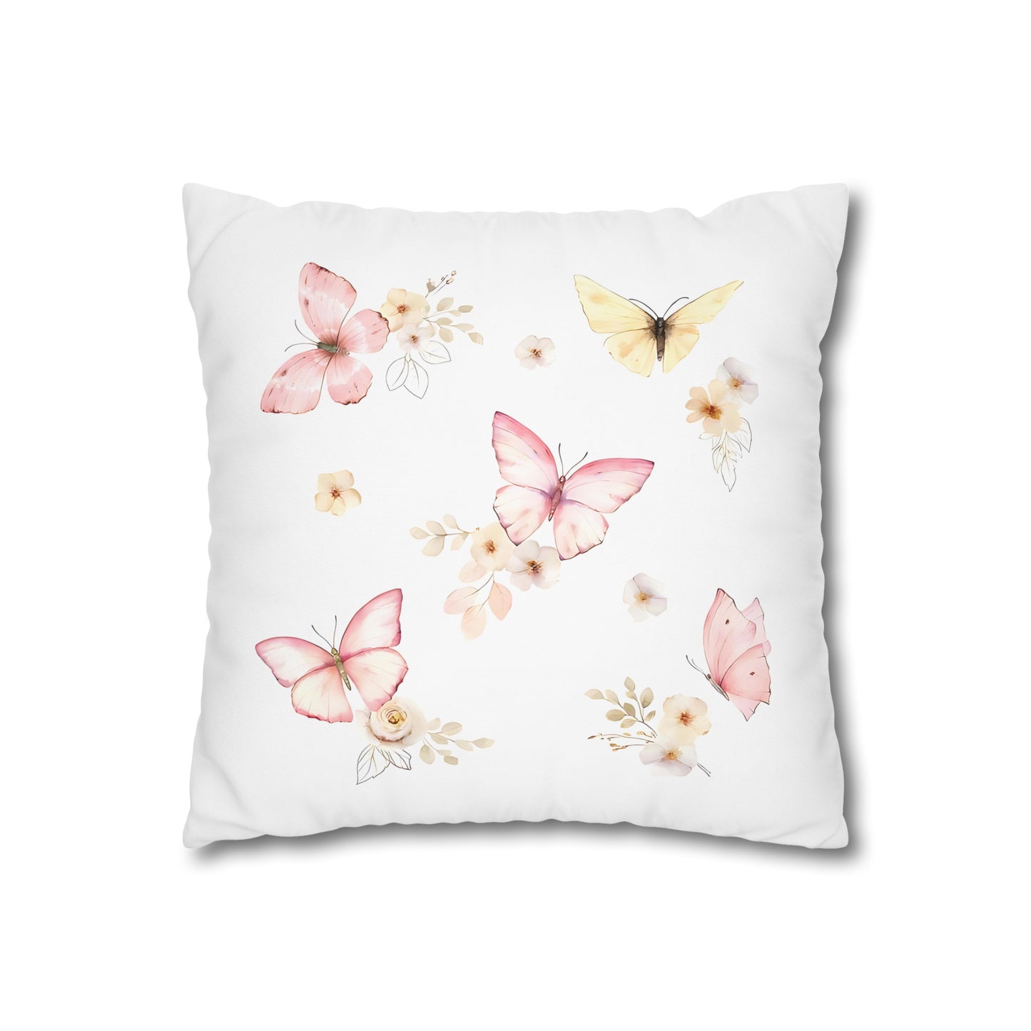 Pink & Yellow Butterfly Cushion Cover