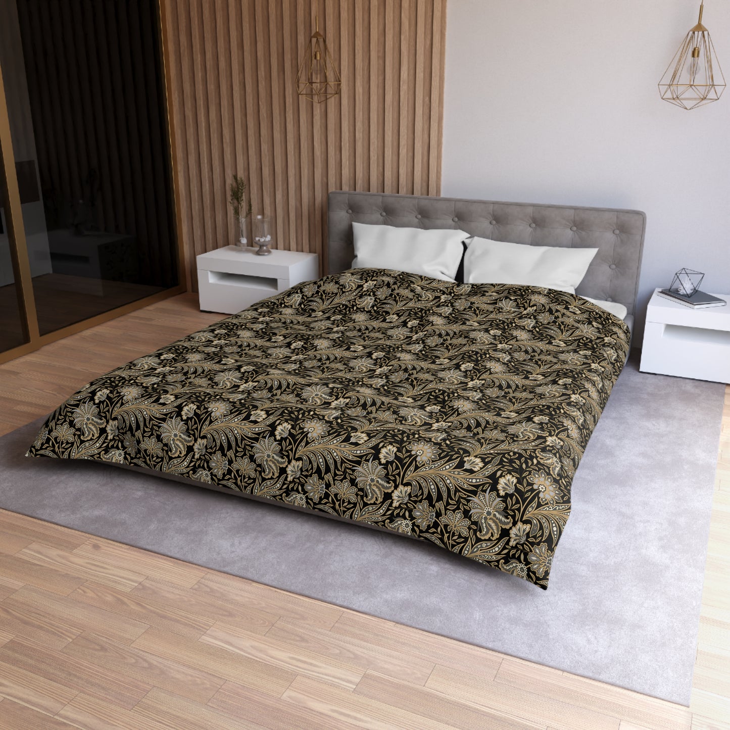 Black & Gold Print Duvet Cover