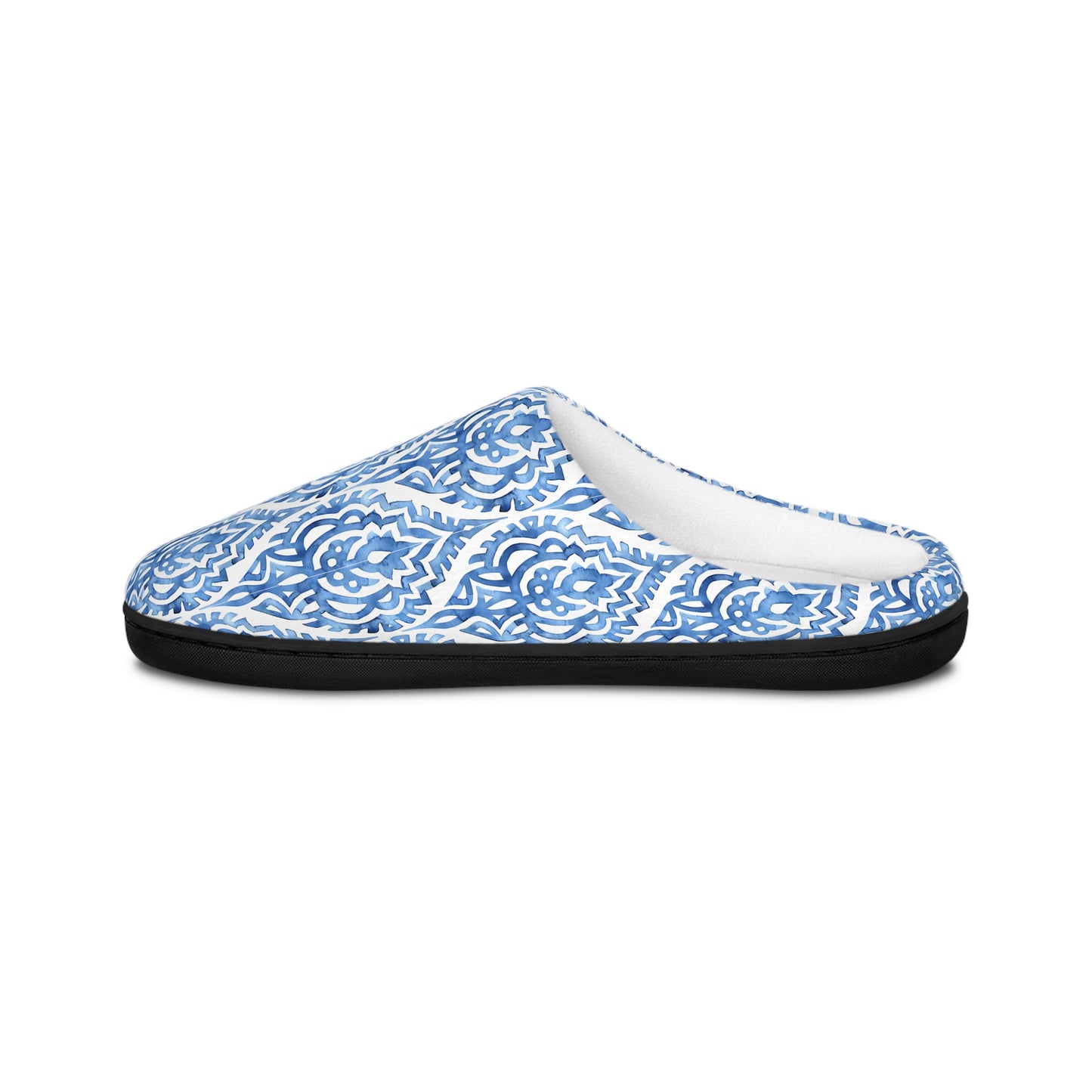 Blue Pattern Print Women's Indoor Slippers