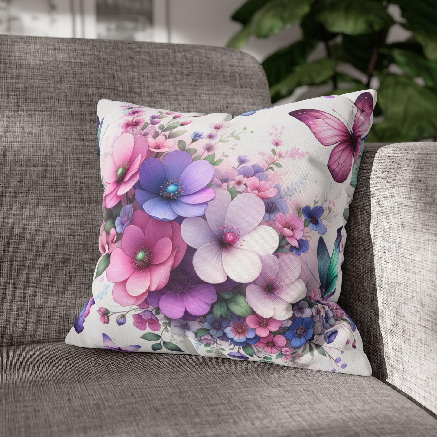 Flowers & Butterflies Cushion Cover