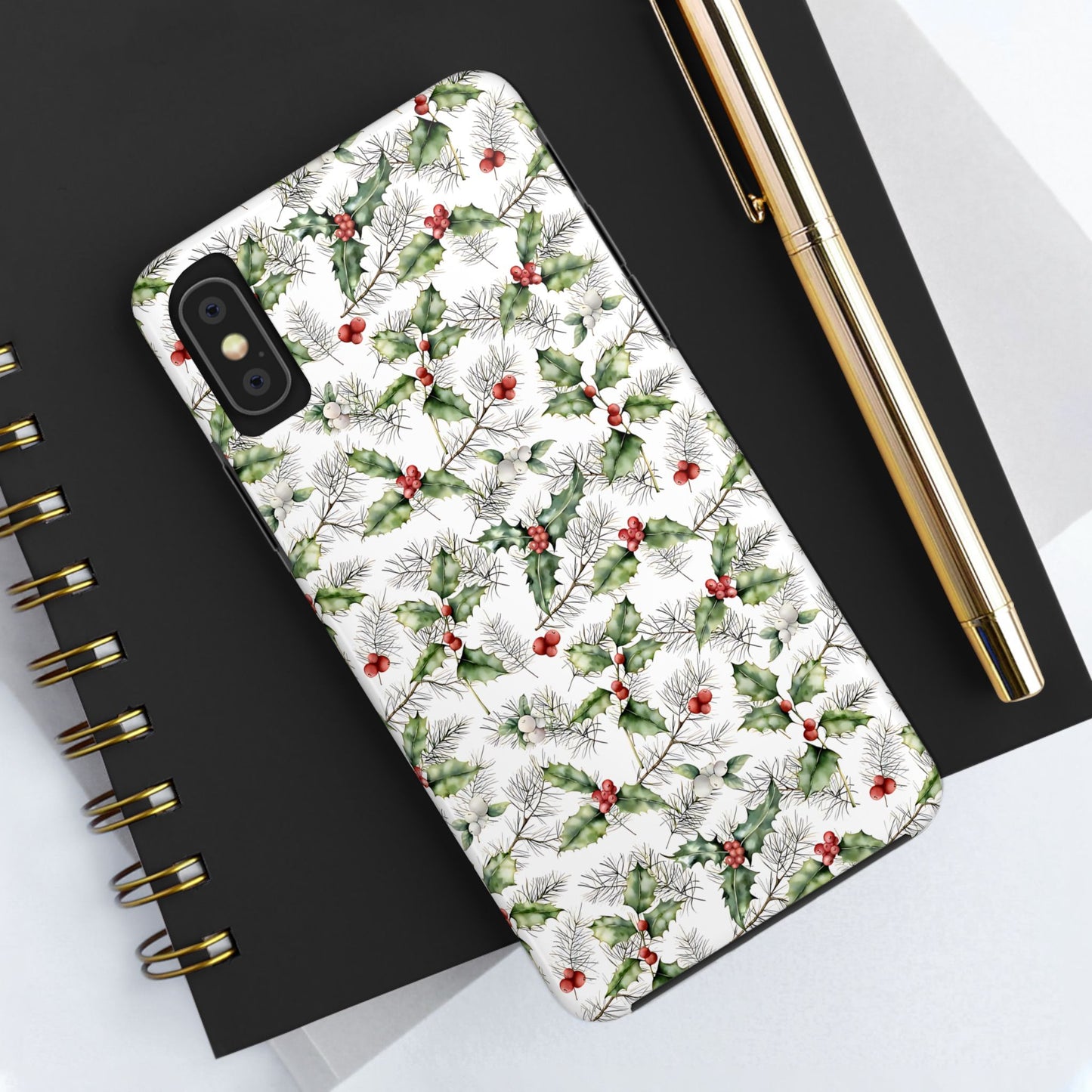 Christmas Mistletoe and Holly Phone Case