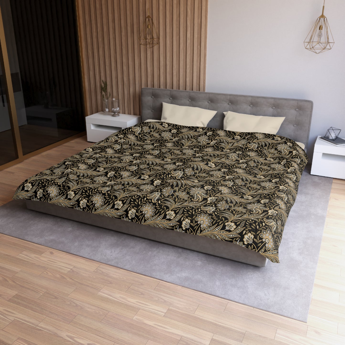 Black & Gold Print Duvet Cover