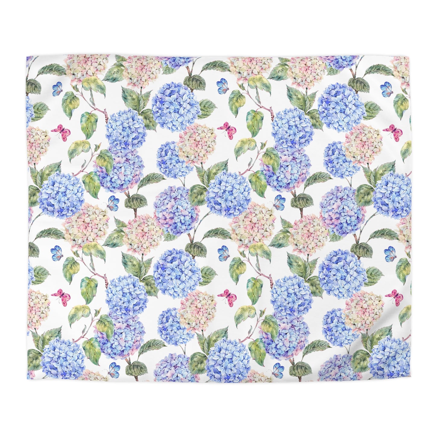 Pink & Blue Hydrangea Duvet Cover