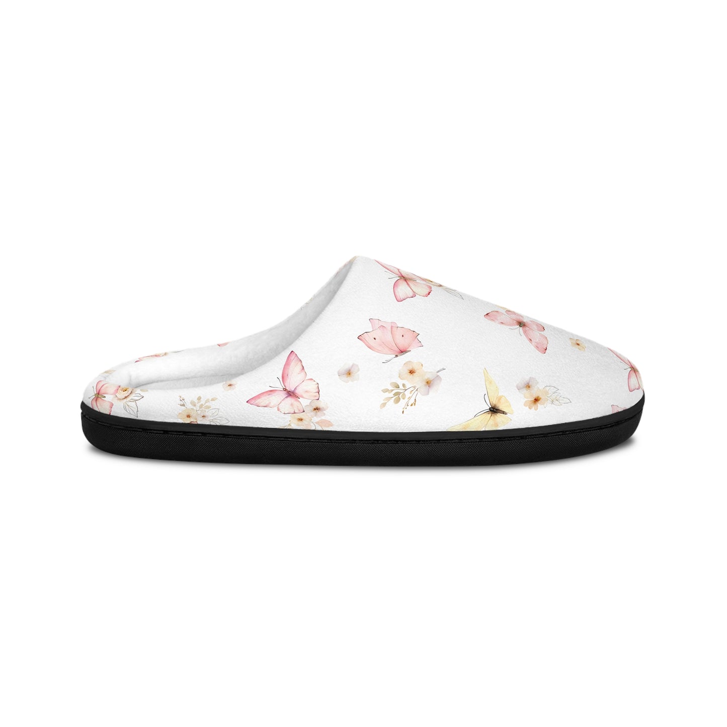 Pink & Yellow Butterfly Women's Indoor Slippers