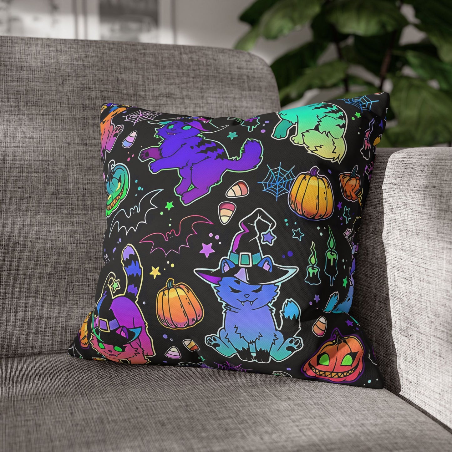 Spooky Neon Halloween #8 Cushion Cover