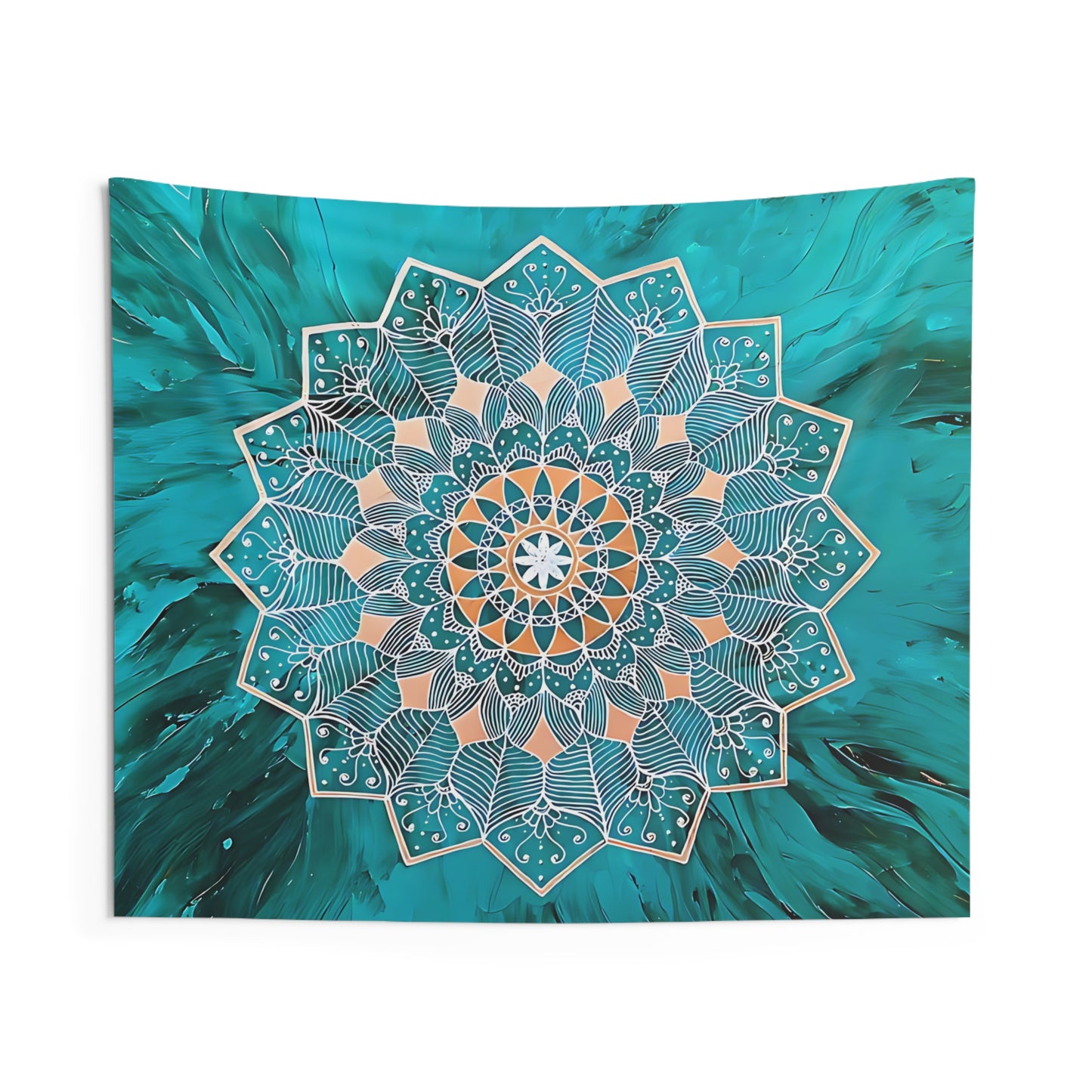 Teal Mandala Indoor Wall Tapestries