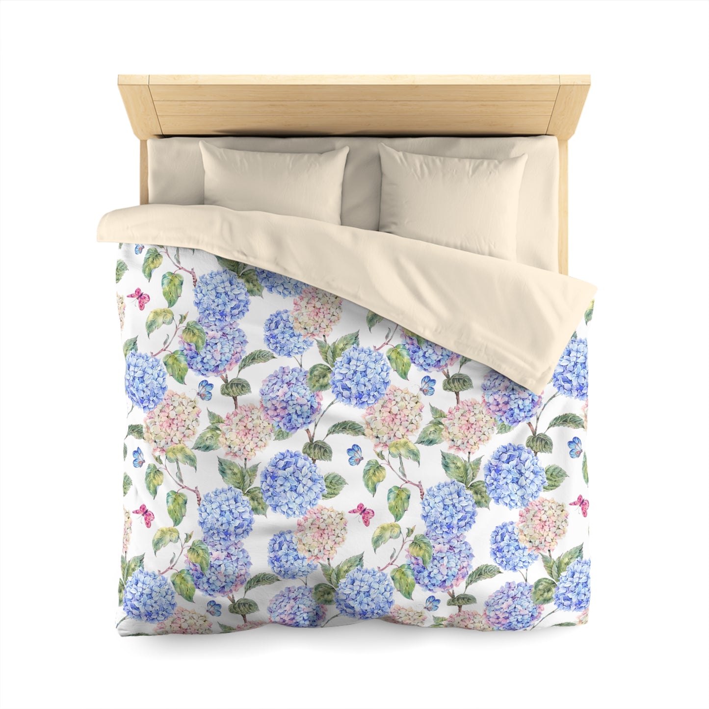 Pink & Blue Hydrangea Duvet Cover