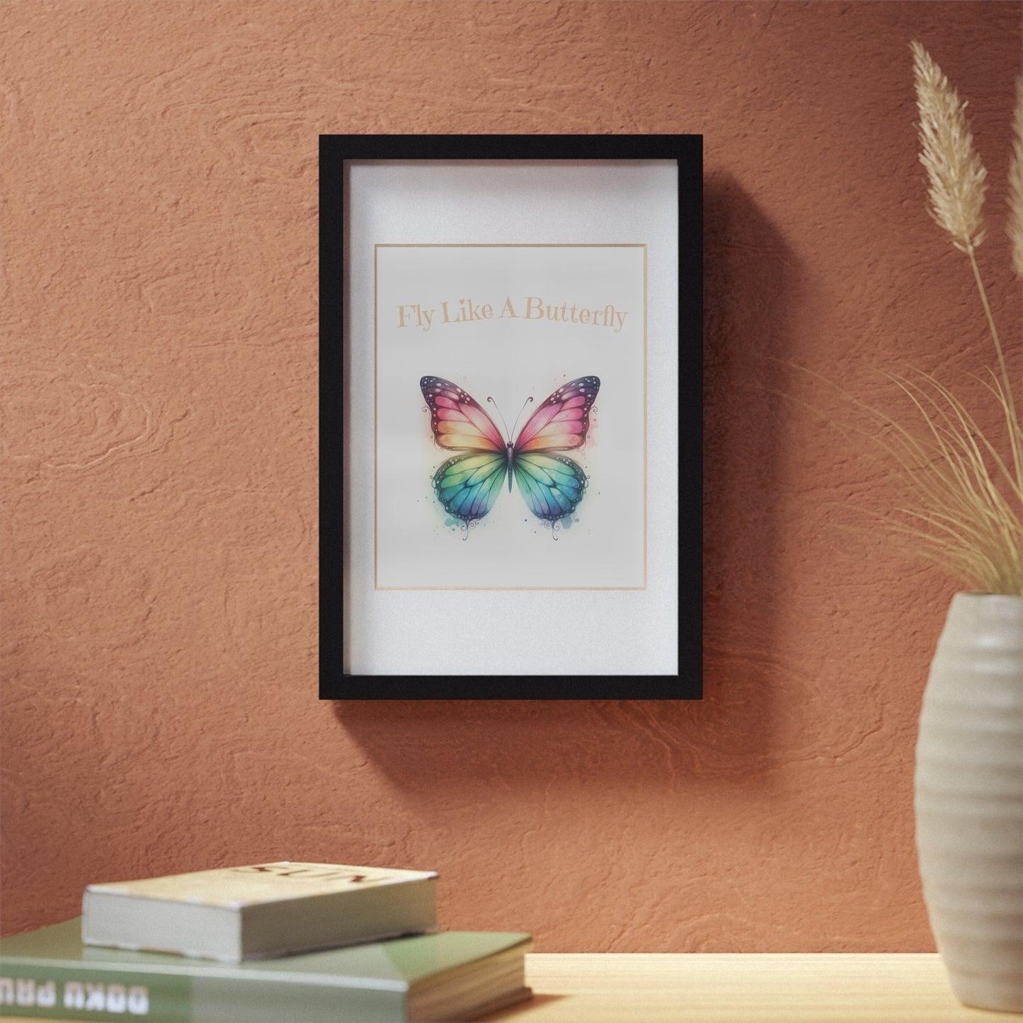 Fly Like A Butterfly - Peach Print with Frame