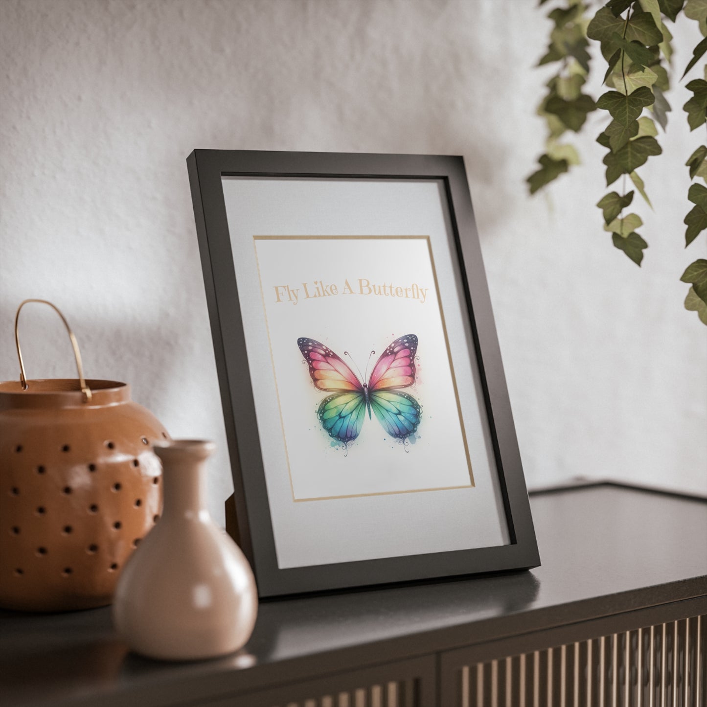 Fly Like A Butterfly - Peach Print with Frame