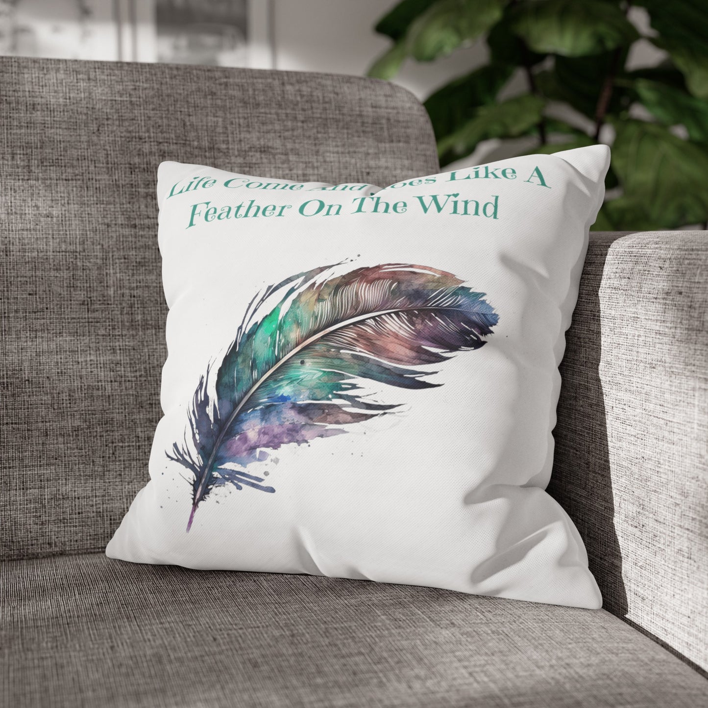 Feather On The Wind #1 Canvas Cushion Cover