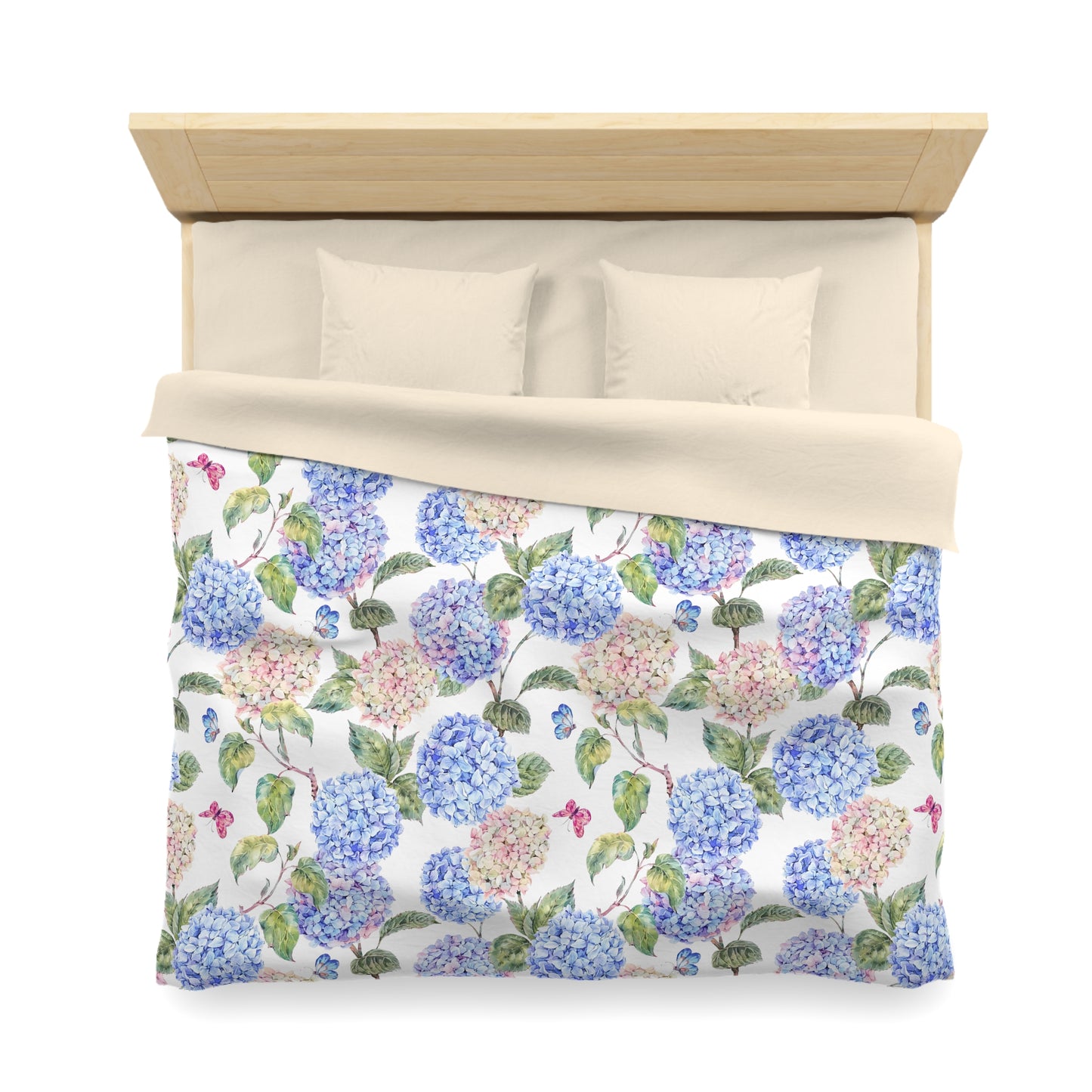 Pink & Blue Hydrangea Duvet Cover