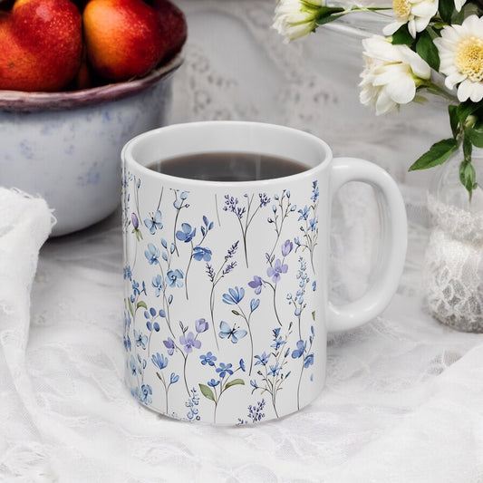 Flowers and Butterflies Ceramic Mug, 11oz