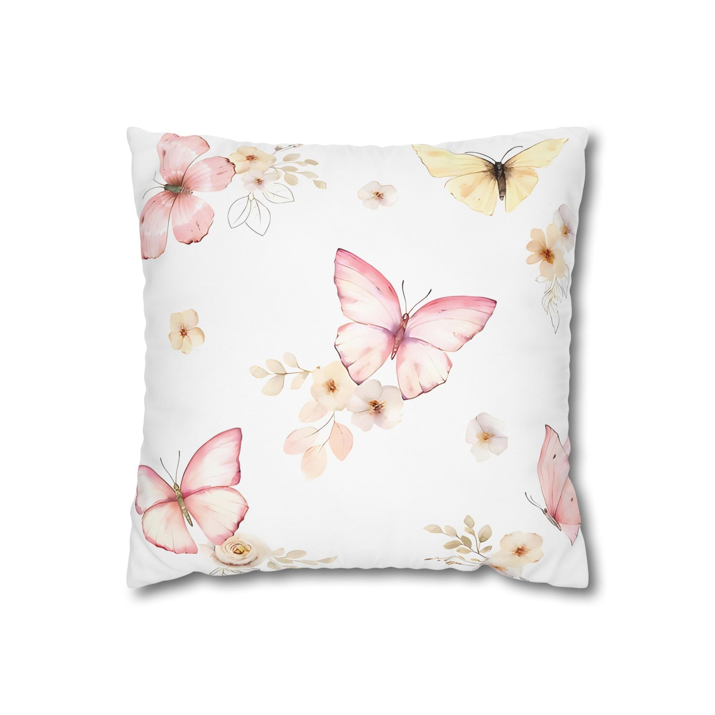 Pink & Yellow Butterfly Cushion Cover