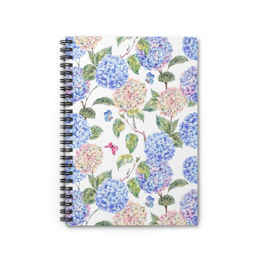 Pink & Blue Hydrangea Spiral Notebook - Ruled Line