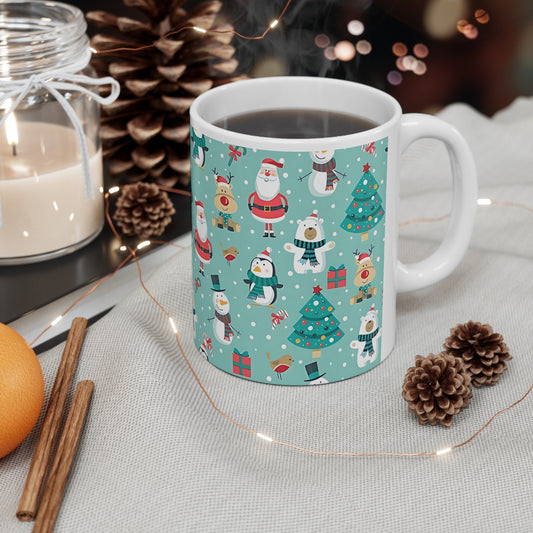 Festive Cartoon - Christmas - Ceramic Mug, 11oz