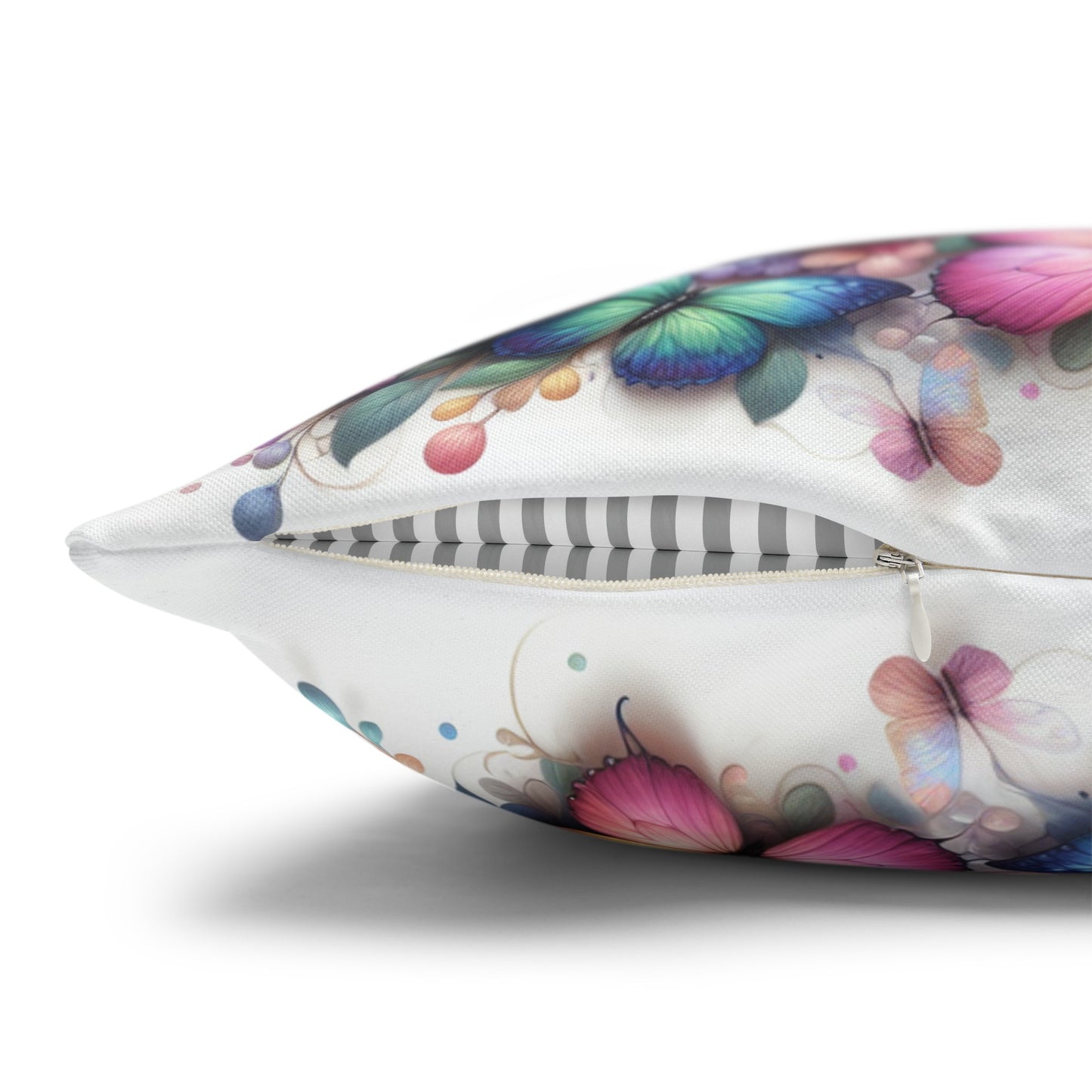 Rainbow Butterflies and Flowers Cushion Cover