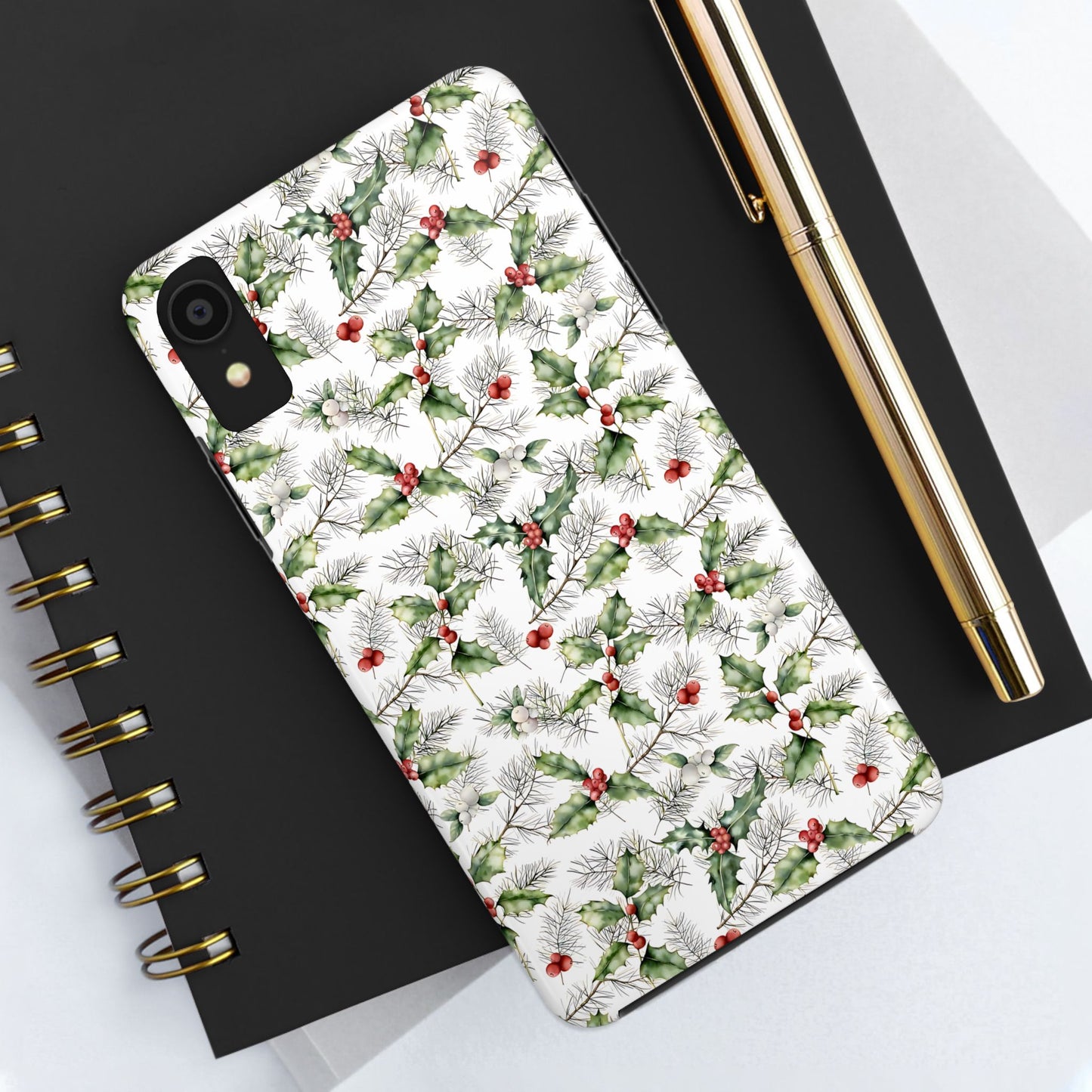 Christmas Mistletoe and Holly Phone Case