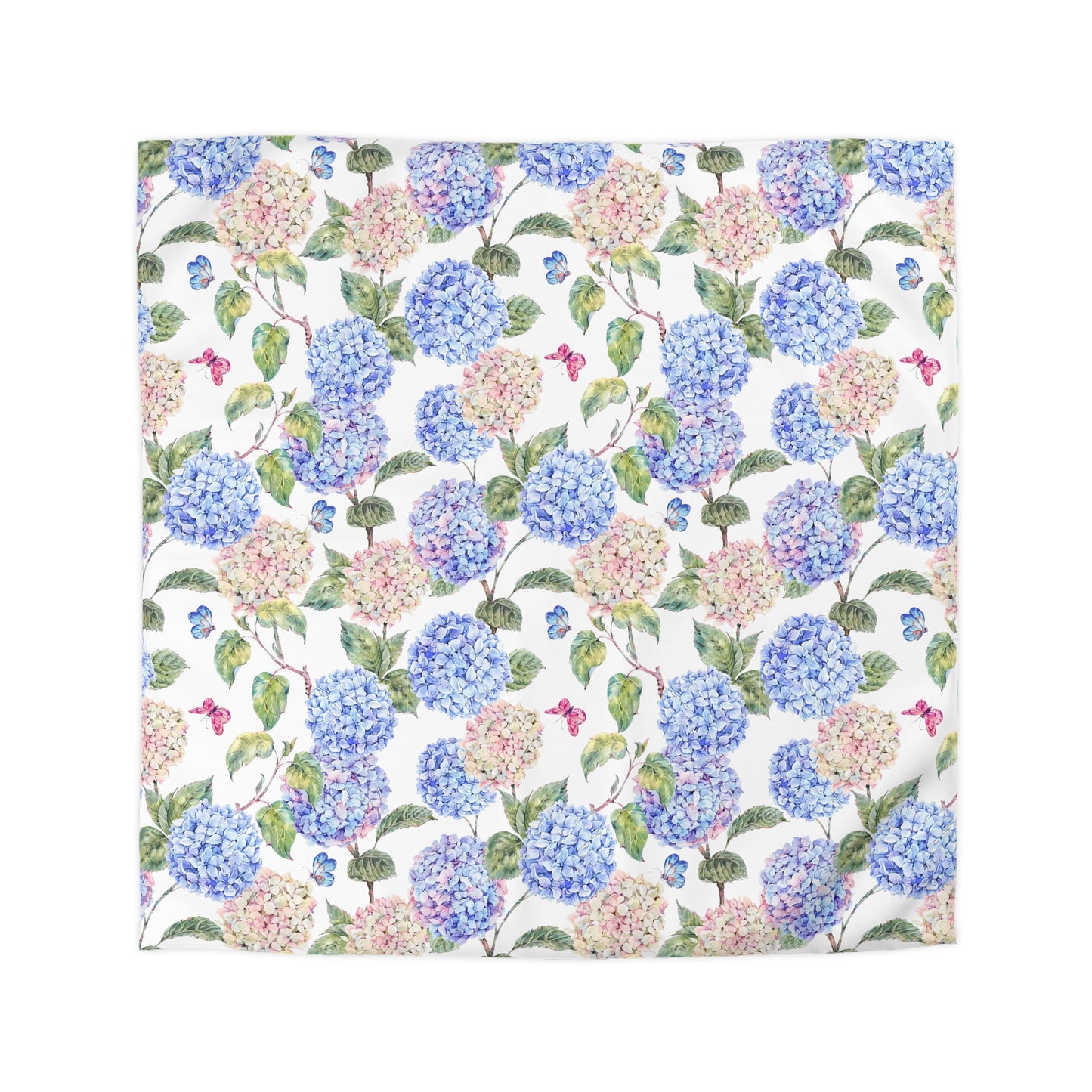 Pink & Blue Hydrangea Duvet Cover