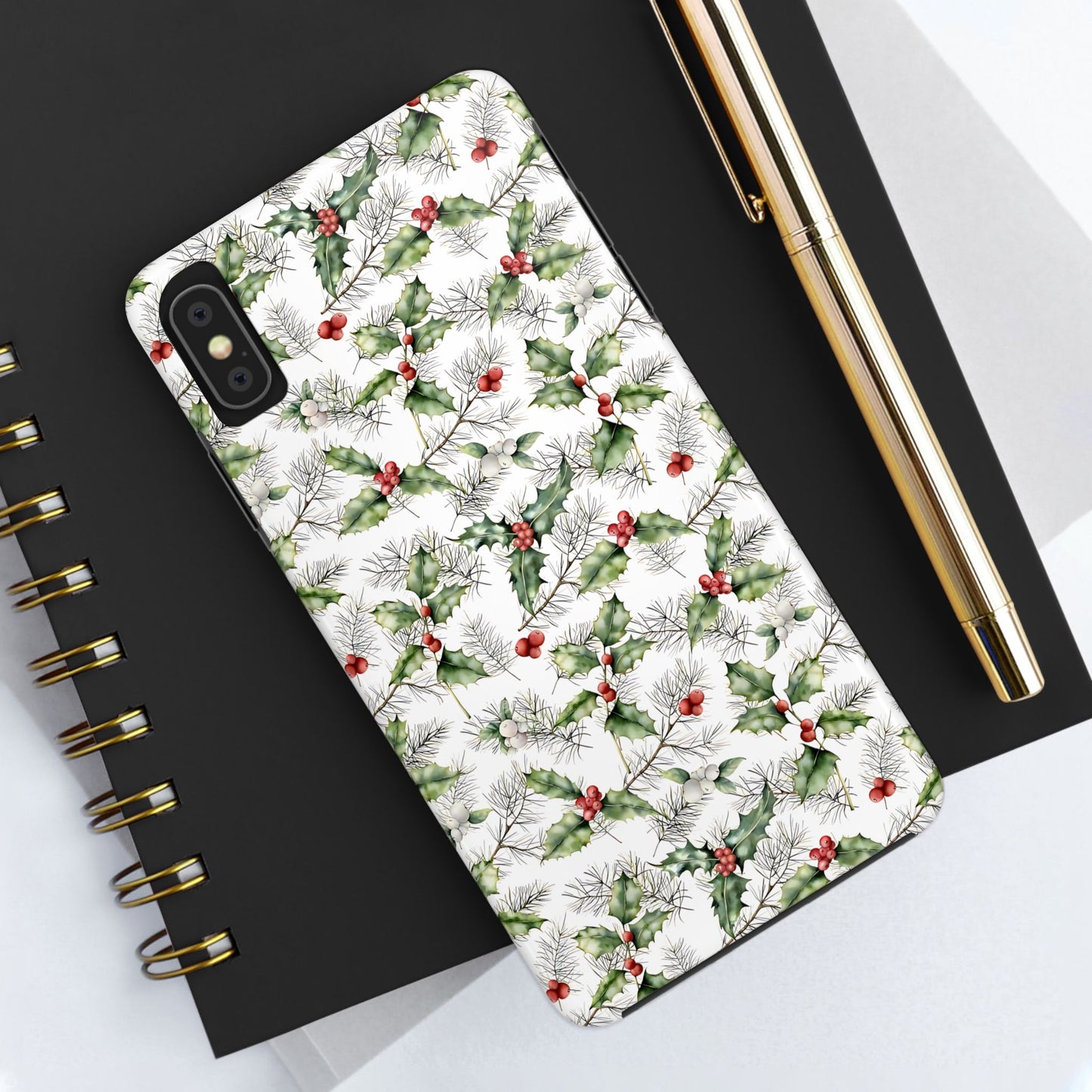 Christmas Mistletoe and Holly Phone Case