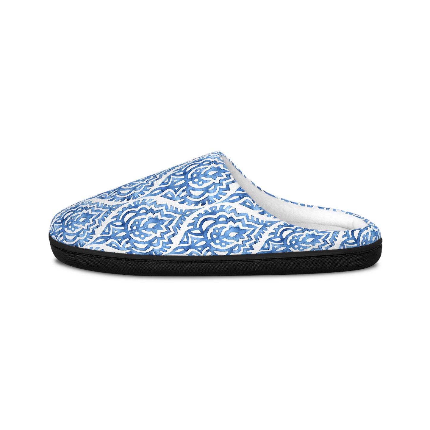 Blue Pattern Print Women's Indoor Slippers