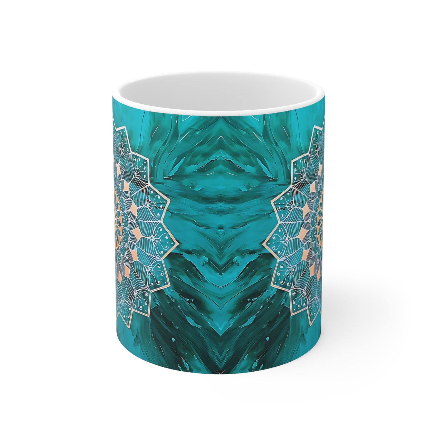 Teal Mandala Ceramic Mug, 11oz