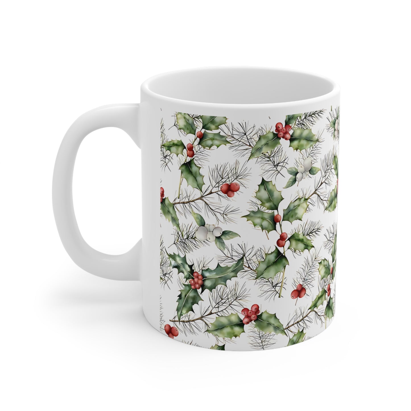 Christmas Holly Ceramic Mug, 11oz